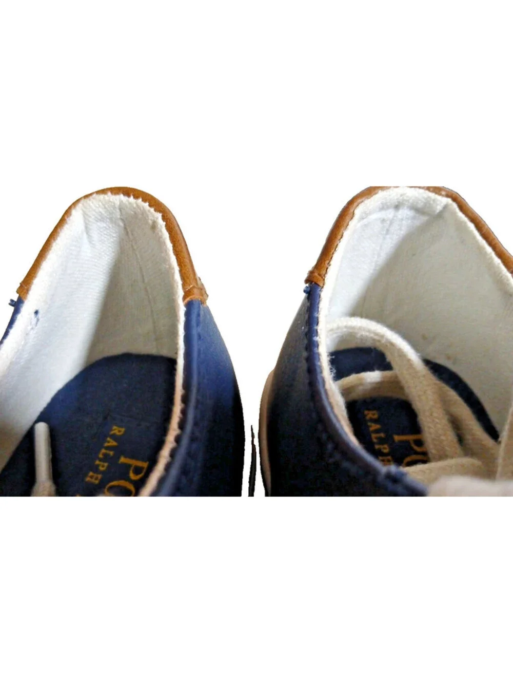 RALPH LAUREN BOYS POLO NAVY BLUE Leather WALKING SHOES Polo Logo US size 1
